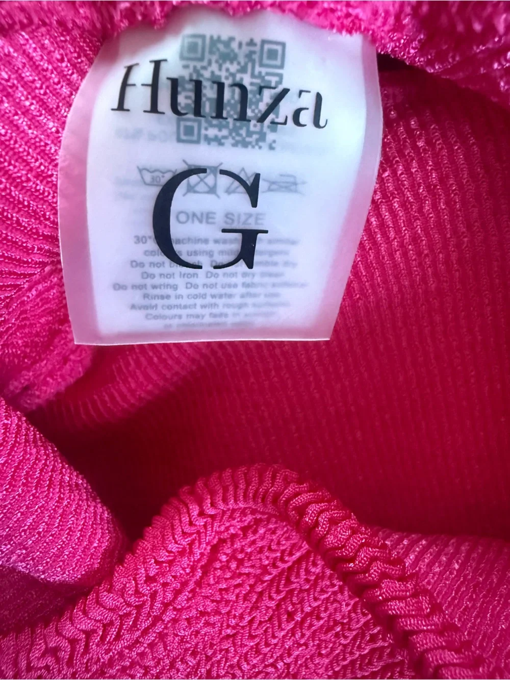 Hunza G‎ Denise Frill Metallic Crinkle One Piece Swimsuit Pink